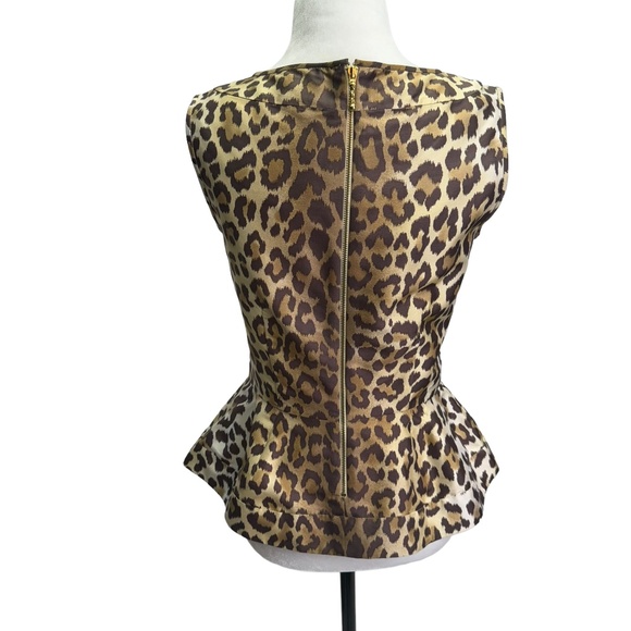 Kate Spade Randi Leopard Print Sleeveless Peplum Top Blouse Size 2 - Picture 6 of 10